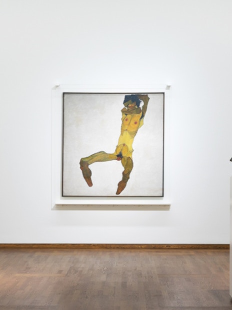 Art exhibits at Leopold Museum, Vienna, featuring sculptures and paintings.