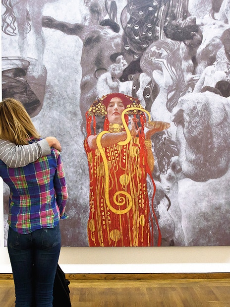 Visitors admiring art at the Leopold Museum, Vienna.