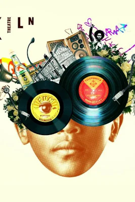 The Darkest Part of the Night poster with vinyl records and collage elements.