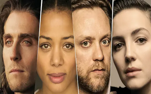 Four actors from the play "Closer" in a promotional image.