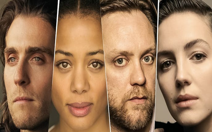 Four actors from the play "Closer" in a promotional image.