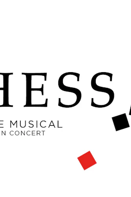 Chess - The Musical in Concert logo with black and red squares.