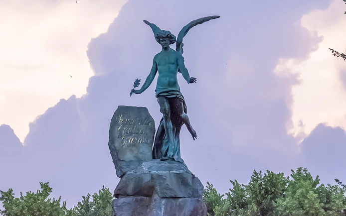 Statue of an angel in Torino Magica tour, Turin, Italy.