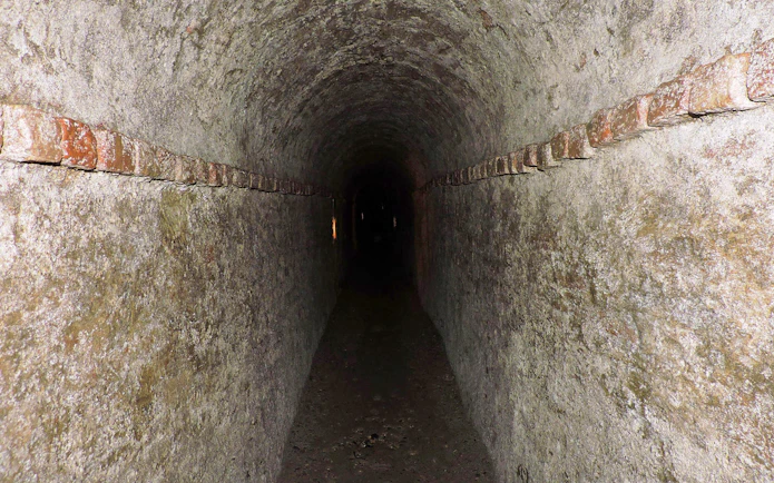 Underground tunnel in Turin, Italy, part of a guided walking tour.