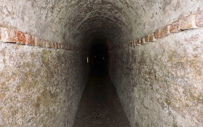 Underground tunnel in Turin, Italy, part of a guided walking tour.