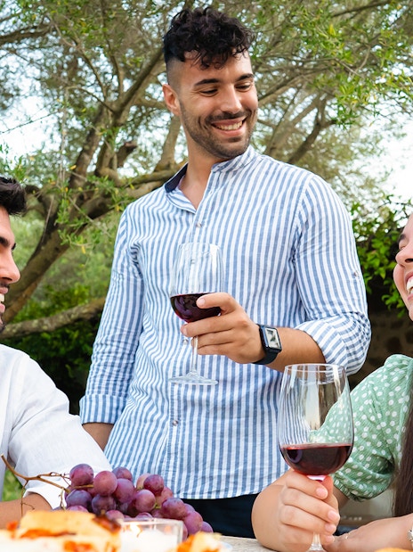 Small group enjoying wine tasting on Tuscany Wine and Olive Oil Trail from Florence.