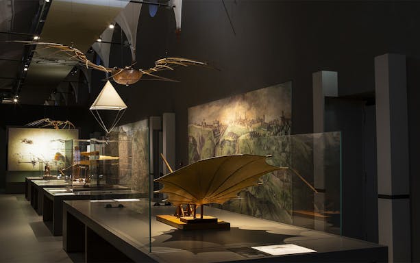 Leonardo da Vinci's flying machine models at the National Museum of Science and Technology, Milan.