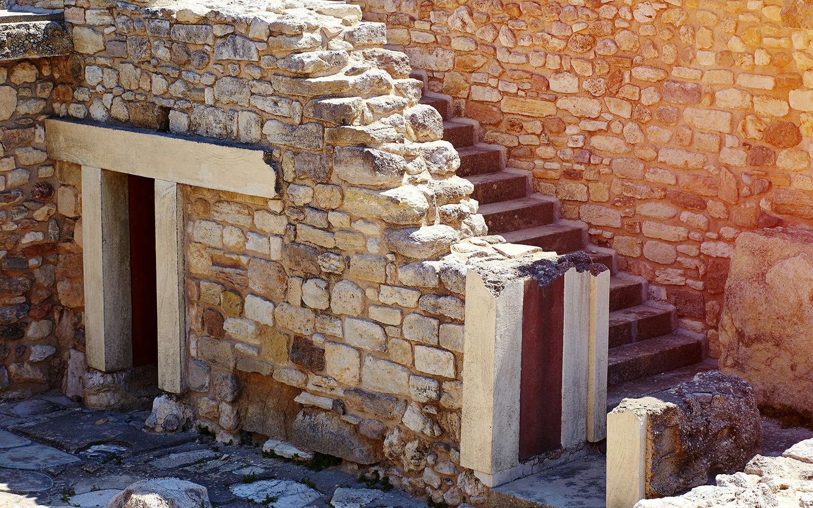 Knossos Palace ruins in Heraklion, Crete, showcasing ancient Minoan architecture.