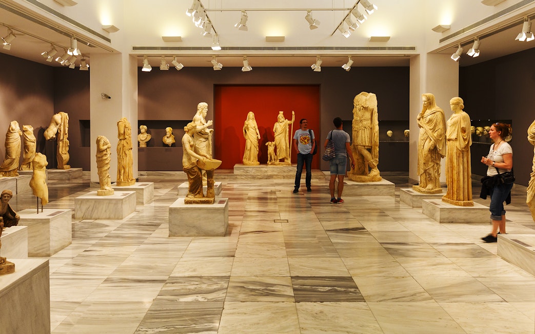 Ancient statues displayed in Heraklion Archaeological Museum, Crete.