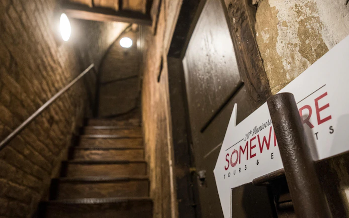 Staircase leading to a mysterious corridor on the Italian Guided Tour through Torino Noir.