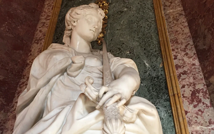 Marble statue detail at Royal Palace of Turin, Italy.