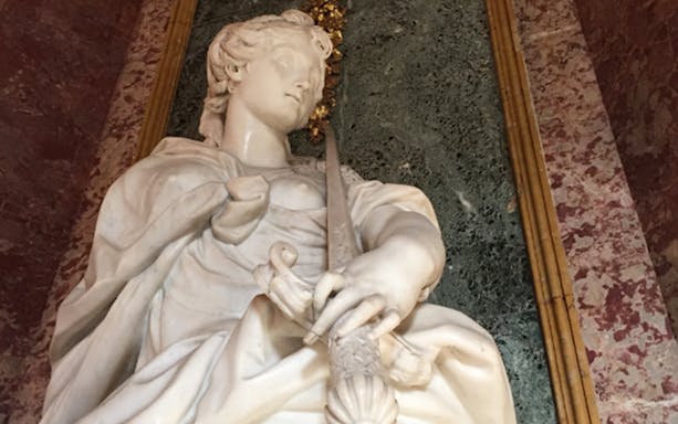 Marble statue detail at Royal Palace of Turin, Italy.