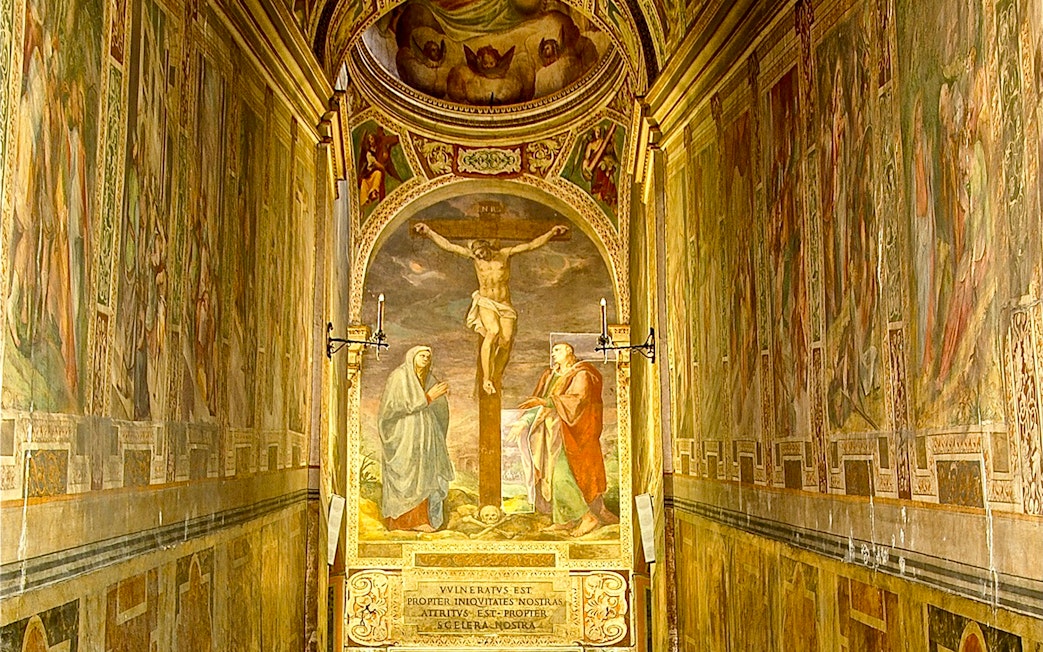 Fresco of crucifixion scene inside St. John Lateran Basilica, Rome.
