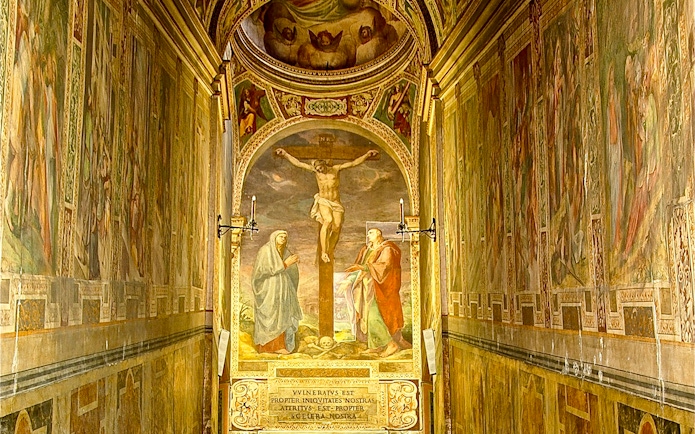 Fresco of crucifixion scene inside St. John Lateran Basilica, Rome.