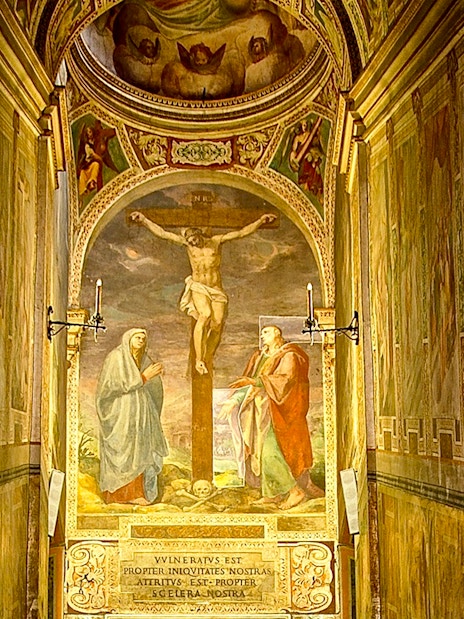 Fresco of crucifixion scene inside St. John Lateran Basilica, Rome.