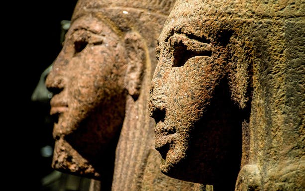 Ancient Egyptian statues at the Egyptian Museum of Turin.
