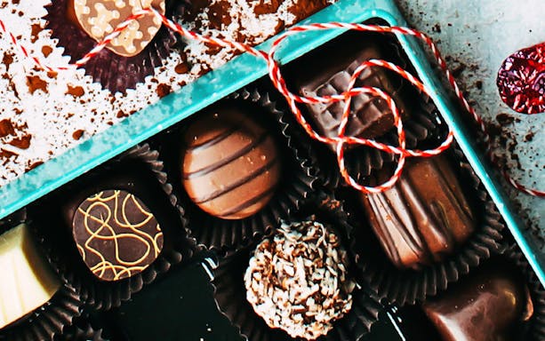 Assorted chocolates in a box, part of the Tasty Turin tour.