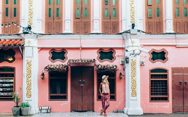 Colorful colonial building in Phuket Old Town, part of the Instagram Highlights and Hidden Gems Tour.