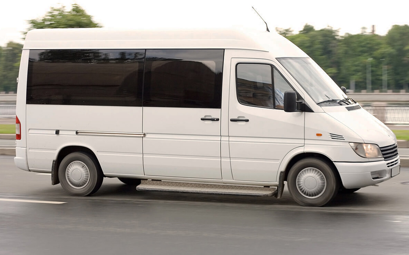 White shuttle van for Cappadocia airport transfer service.