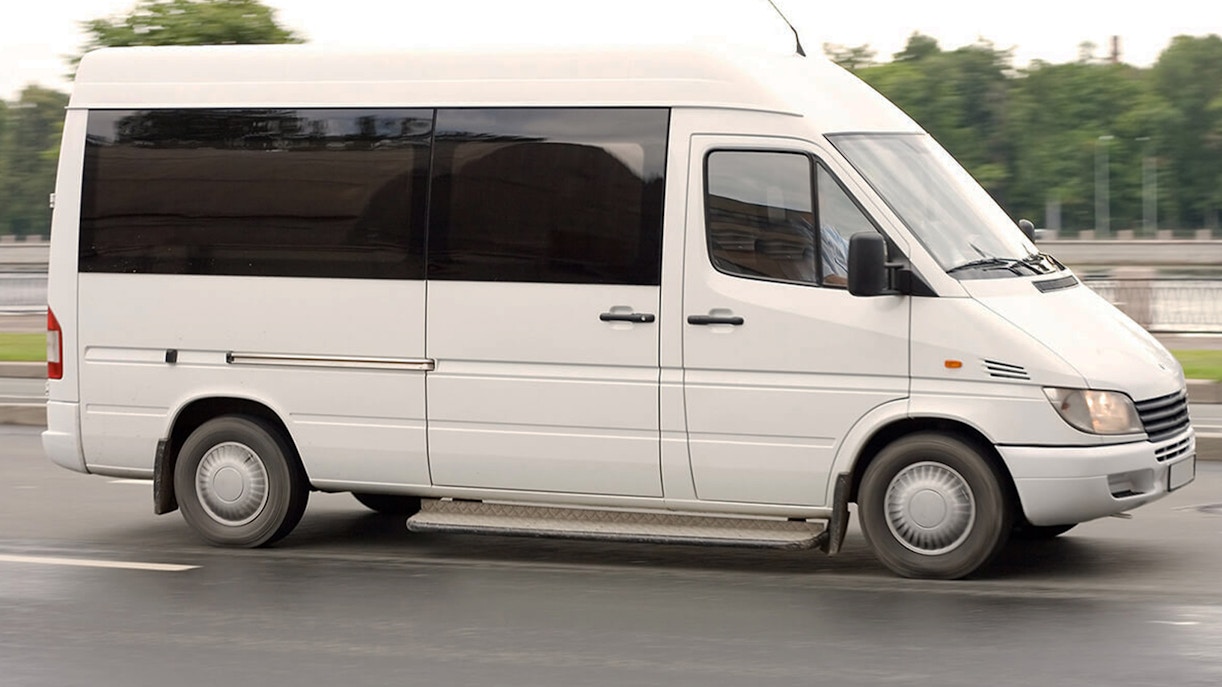 White shuttle van for Cappadocia airport transfer service.