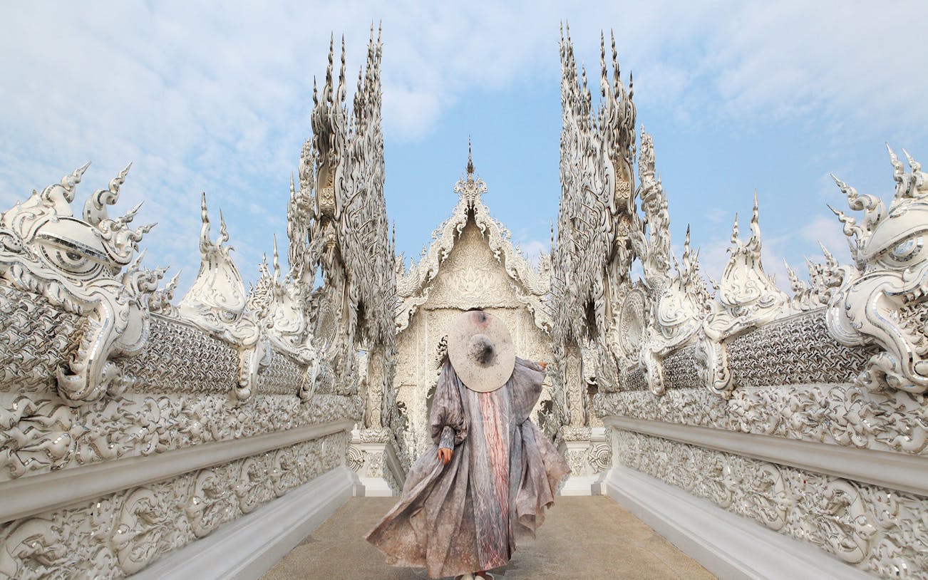 White Temple intricate facade in Chiang Rai, part of the Chiang Rai Temples Tour.
