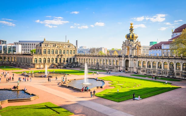 Zwinger Palace courtyard with fountain in Dresden, Germany, part of Dresden City Card tour.