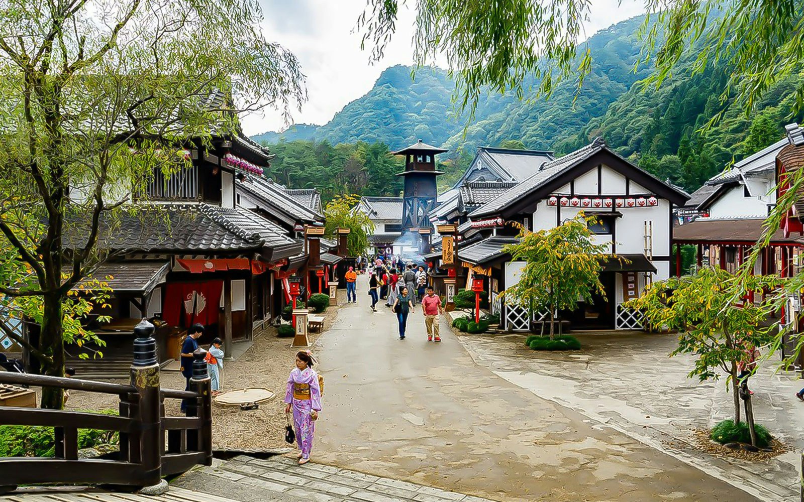 Tourists enjoying traditional Japanese activities at Edo Wonderland, Tokyo, with Edo Wonderland Tickets