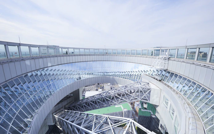 Observation deck at Umeda Sky Building, Osaka with city view.