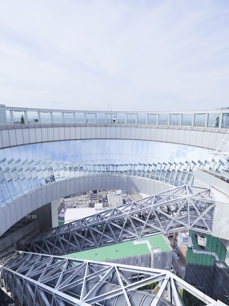 Observation deck at Umeda Sky Building, Osaka with city view.