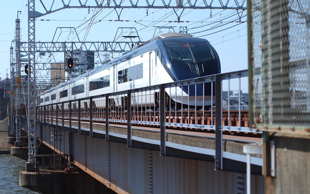 Tokyo Skyliner Airport Express train crossing a bridge.