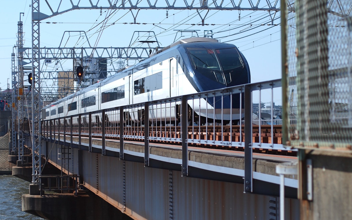 Tokyo Skyliner Airport Express train crossing a bridge.
