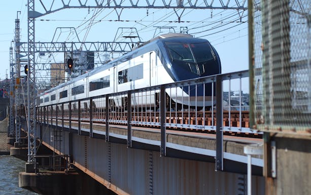 Tokyo Skyliner Airport Express train crossing a bridge.