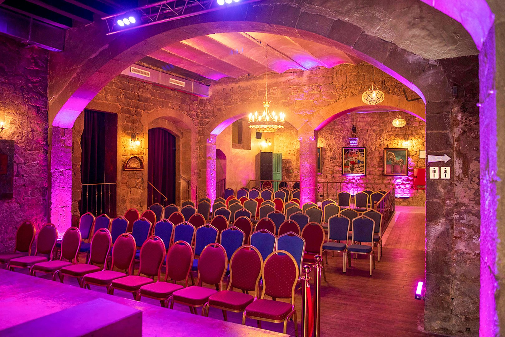Interior of Palau Dalmases set for a flamenco show in Barcelona.