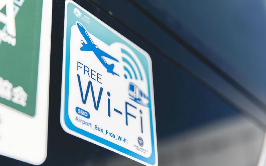 Free Wi-Fi sign on Kansai Airport Bus.