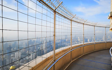 Baiyoke Sky Hotel observation deck view of Bangkok skyline.