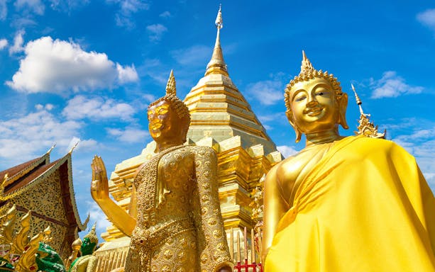 Golden Buddha statues at Wat Phra That Doi Suthep, Chiang Mai, Thailand.