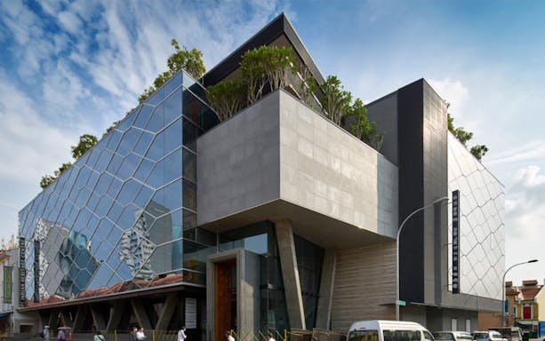 Indian Heritage Centre modern glass facade in Singapore.