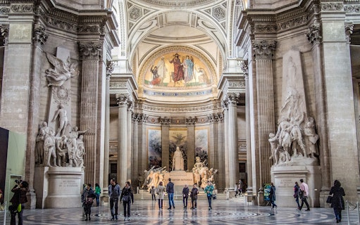 Pantheon interior with visitors, Paris Pass attraction.