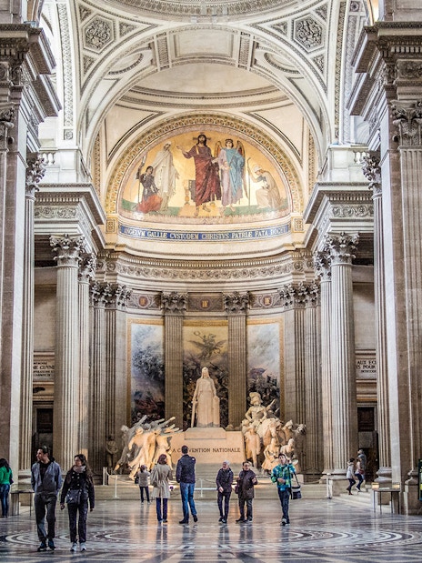 Pantheon interior with visitors, Paris Pass attraction.
