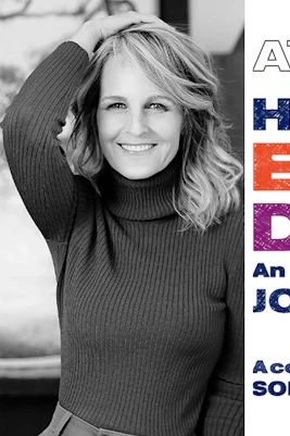 Eureka Day comedy poster featuring colorful text and a smiling woman at The Old Vic.