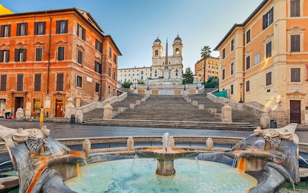 Spanish Steps and Barcaccia Fountain in Rome during a private scooter tour.