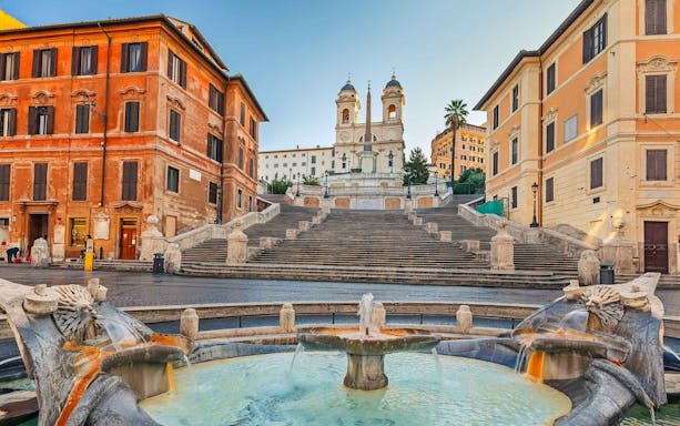 Spanish Steps and Barcaccia Fountain in Rome during a private guided tour.
