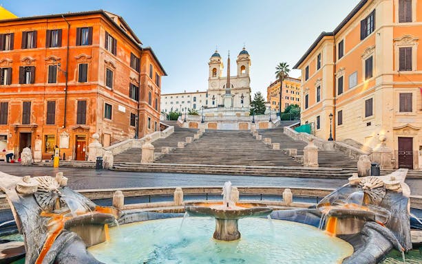 Spanish Steps and Barcaccia Fountain in Rome during a walking tour.