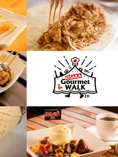 Osaka Gourmet Walk showcasing local dishes like takoyaki and okonomiyaki for Kansai 1 Week Pass.