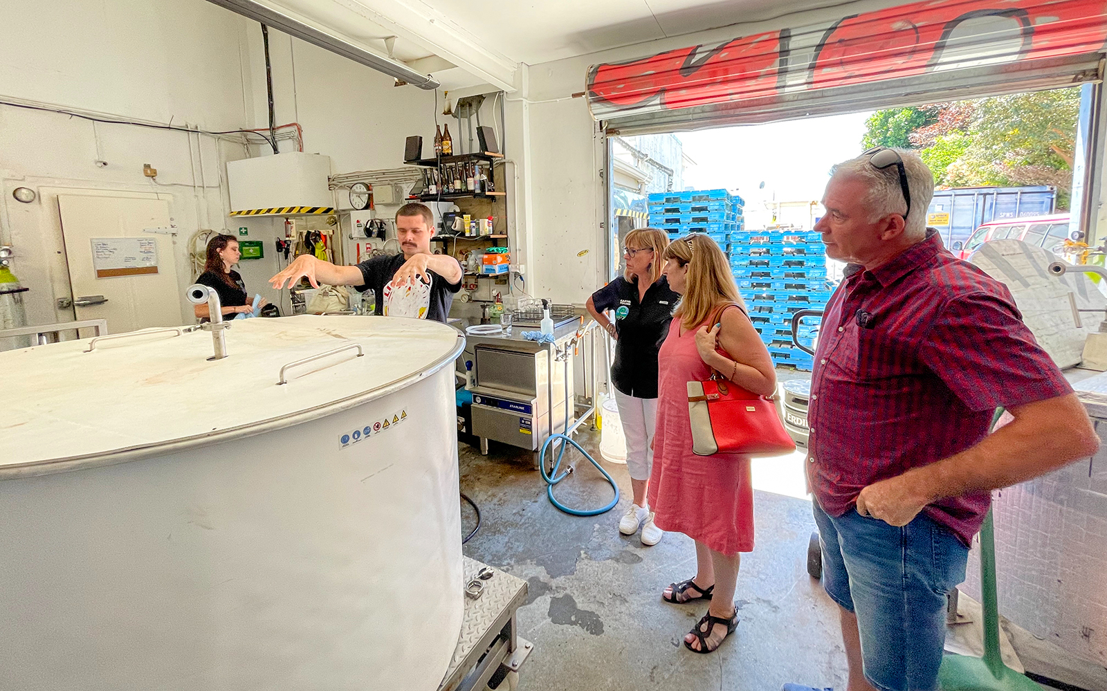 Tour group observing brewing process on Wellington Craft Beer Private Tour.
