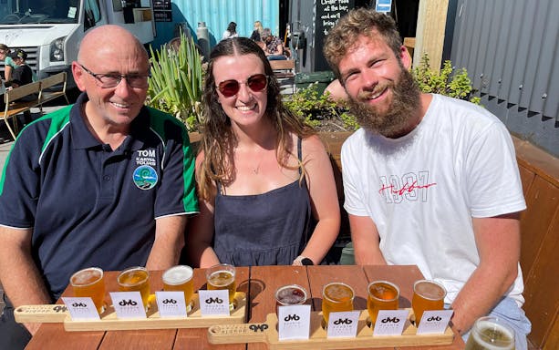 Group enjoying craft beer samples on Wellington Craft Beer Private Tour.