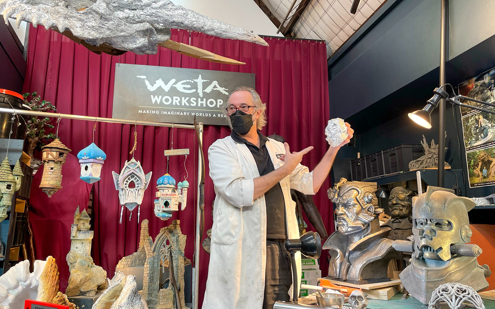 Weta Workshop artist demonstrating sculpture techniques in Wellington.