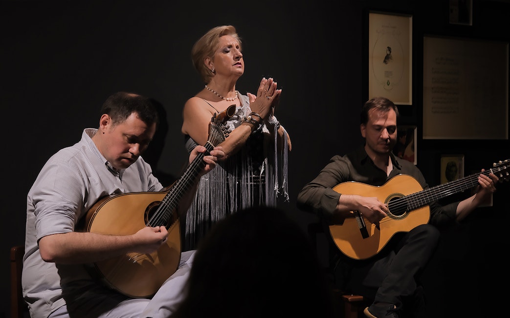 Fado musicians performing live in Porto, Portugal.