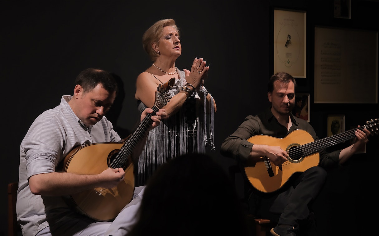 Fado musicians performing live in Porto, Portugal.