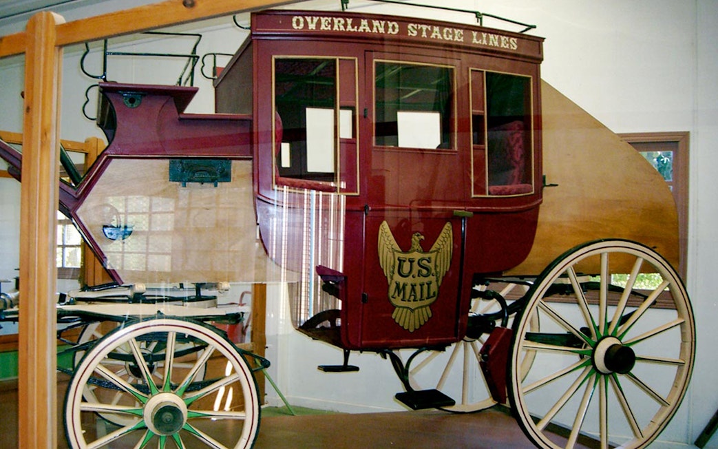 Historic stagecoach exhibit at Oasys MiniHollywood, Almería, Spain.